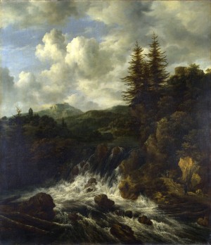 A Landscape with a Waterfall and a Castle on a Hill